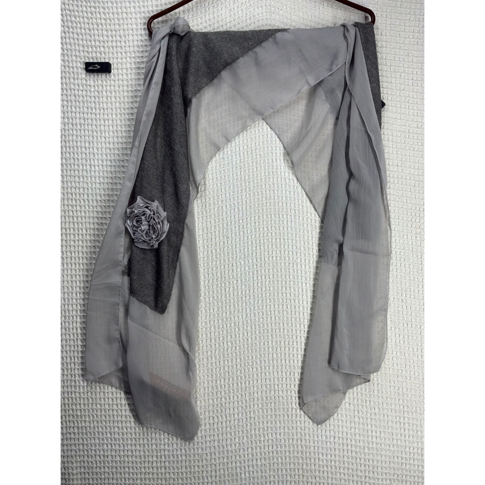 Romantic Womens Taleen Rosette Mixed Texture Scarf Wrap OS Grey